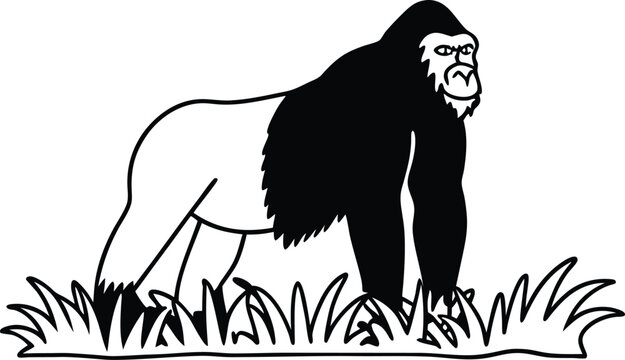 A vector silhouette image of a eating plain gorill (22).eps