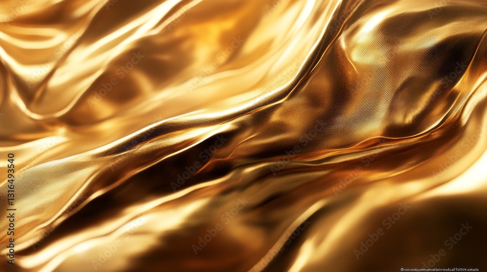 Poster luxurious golden fabric flows gracefully with delicate curves, reflecting shimmering light. the text