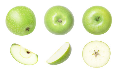 green apple and slices isolated