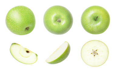green apple and slices isolated