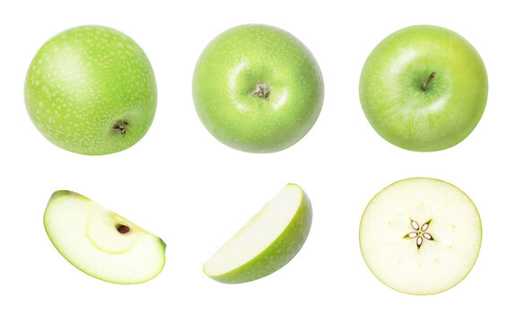 green apple and slices isolated
