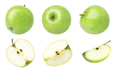 set of green apple isolated