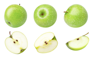 set of green apple isolated