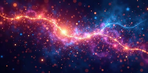 Fototapeta premium Shimmering stardust trails blaze through the cosmos, luminous, ethereal