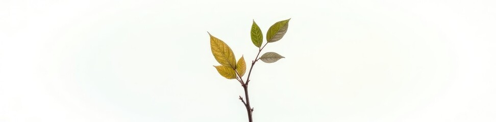 Single isolated branch on white background with subtle shadows and highlights, isolated, shadow, light