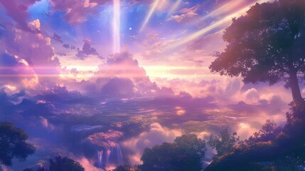 Obraz premium Ethereal Dreamland A Fantasy Landscape at Sunrise