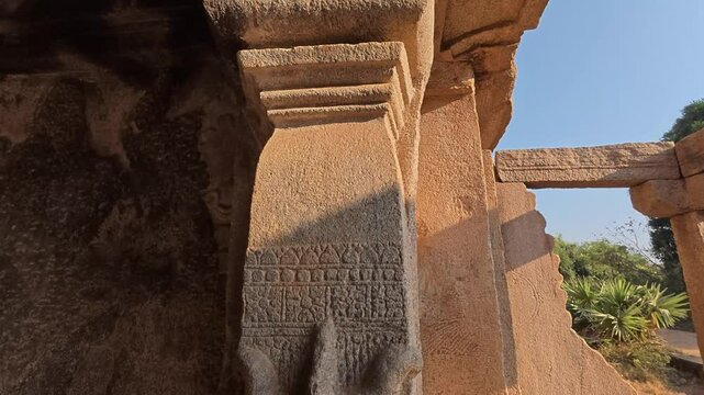 UHD 4K / 60 FPS Video - Exclusive Monolithic Rock Carved- Ramanuja Mandapam is UNESCO's World Heritage Site located at Mamallapuram or Mahabalipuram in Tamil Nadu, South India. worlds ancient site.