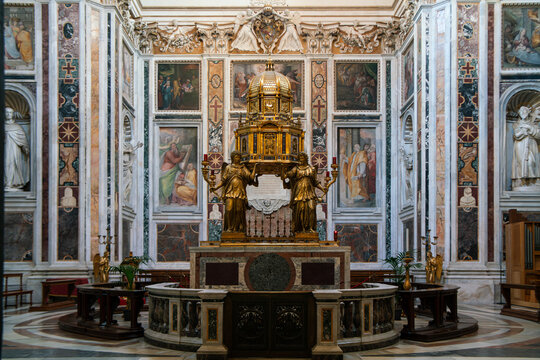 Cappella Sistina (Sistine chapel) of the baroque church of Santa Maria Maggiore in Rome, Italy	