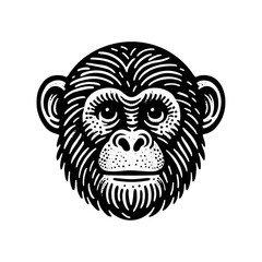 monkey engraved logo icon design illustration