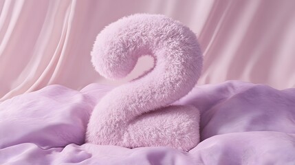 A number "2" made of plush, soft fabric, resembling a cushy pillow. The fabric is in a pastel color, slightly wrinkled to give a relaxed, comfortable feel. Soft light bounces off the texture,