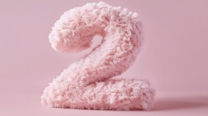 A number "2" made of plush, soft fabric, resembling a cushy pillow. The fabric is in a pastel color, slightly wrinkled to give a relaxed, comfortable feel. Soft light bounces off the texture,