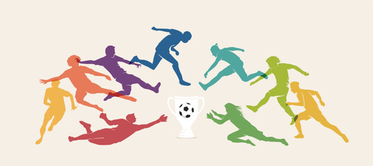Obraz premium Great colorful editable soccer or football vector background design for world soccer competition 