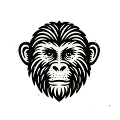monkey engraved logo icon design illustration