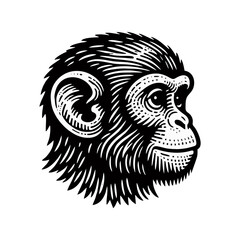 monkey engraved logo icon design illustration