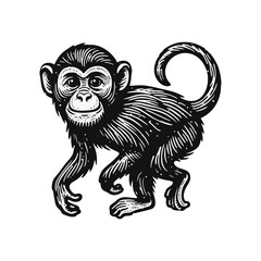 Obraz premium monkey engraved logo icon design illustration