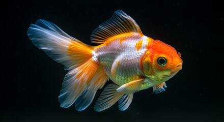 goldfish in aquarium, isolated on black, Generative AI