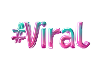 Viral 3D Text Effect Isolated on Transparent Background
