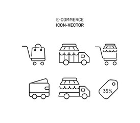 e-commerce shopping line icons 
