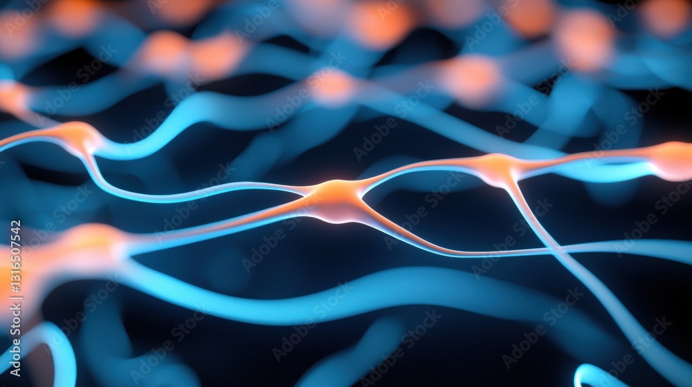 Poster an abstract representation of neural connections, showcasing vibrant colors and intricate patterns t