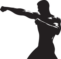 One arm raised for punch vector illustration