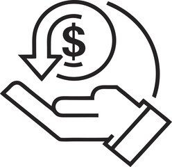 Cashback line icon isolated on white background. Vector