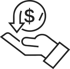 Cashback line icon isolated on white background. Vector