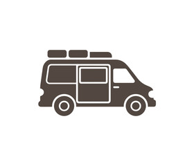 Vector illustration parcel delivery van for fast delivery logo. minivan for fast delivery logo. delivery and shipping service logo.