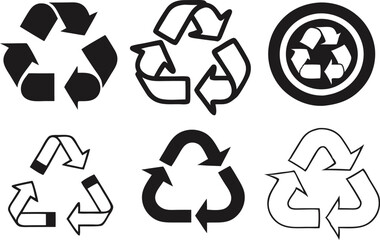 Recycle signs. Recycle arrow collection. Recycling icon set. Vector illustration
