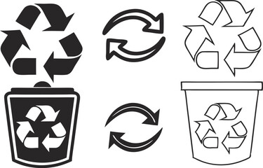 Recycle signs. Recycle arrow collection. Recycling icon set. Vector illustration