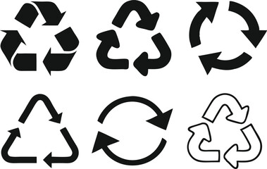 Recycle signs. Recycle arrow collection. Recycling icon set. Vector illustration