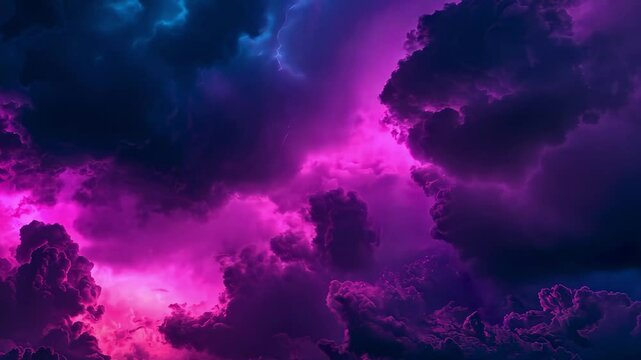 Vibrant lightning bolts illuminate a colorful sky during a dramatic storm at dusk, Electric Lightning Bolts in a Vibrant Colorful Sky