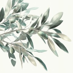 Obraz premium Delicate olive branch with muted tones