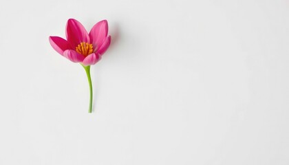 A single vibrant bloom, petals unfurled, set against a pure white backdrop, object, botany