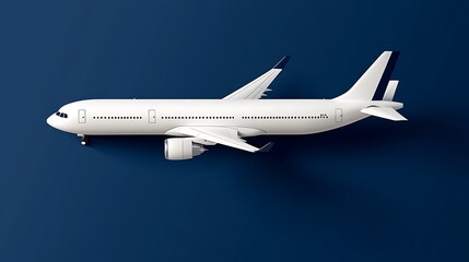 Sleek White Airplane 3D Render Against a Deep Blue Background AI Generated