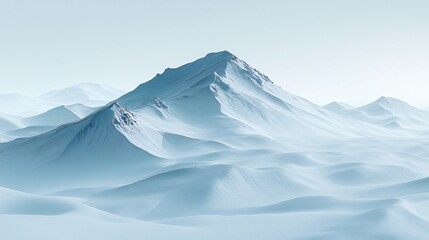 Snowy Mountain Range, Misty Landscape