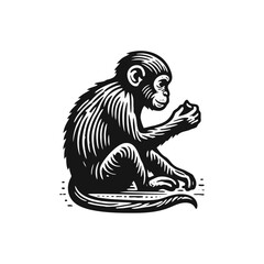 monkey engraved logo icon design illustration