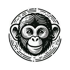 monkey engraved logo icon design illustration