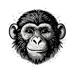 monkey engraved logo icon design illustration