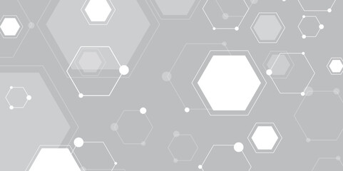 Hexagonal Molecular structure abstract tech network pattern. abstract geometric hexagon with connecting dots and lines. connecting Medical science, technology concept background Vector illustration.	
