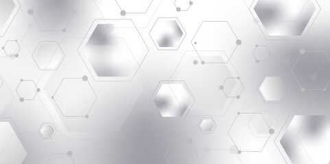 Hexagonal Molecular structure abstract tech network pattern. abstract geometric hexagon with connecting dots and lines. connecting Medical science, technology concept background Vector illustration.	