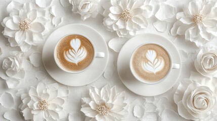 Artistic Coffee Foam Art in Cafe Setting