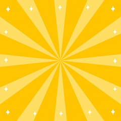 キラキラ集中線の正方形背景イラスト　黄色