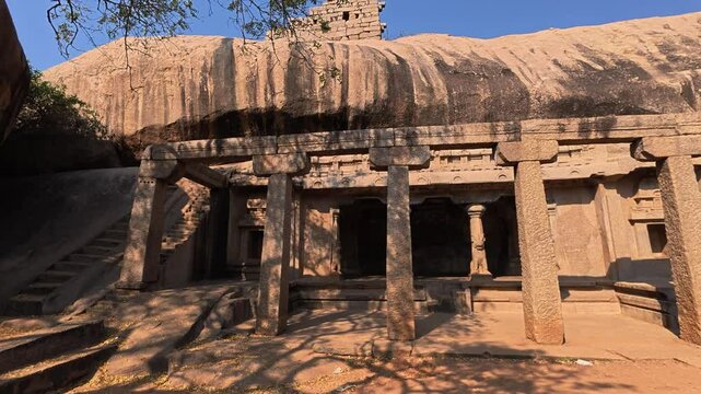 UHD 4K / 60 FPS Video - Exclusive Monolithic Rock Carved- Ramanuja Mandapam is UNESCO's World Heritage Site located at Mamallapuram or Mahabalipuram in Tamil Nadu, South India. worlds ancient site.