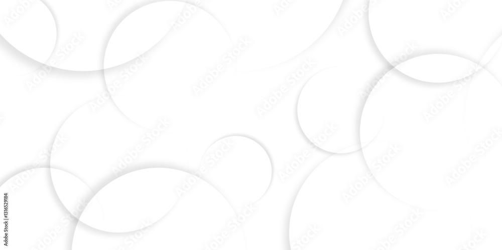 Fototapete Abstract background with circle white abstract geometric background with soft light white paper circles in design .Gray abstract. Modern design background for report and project presentation template.