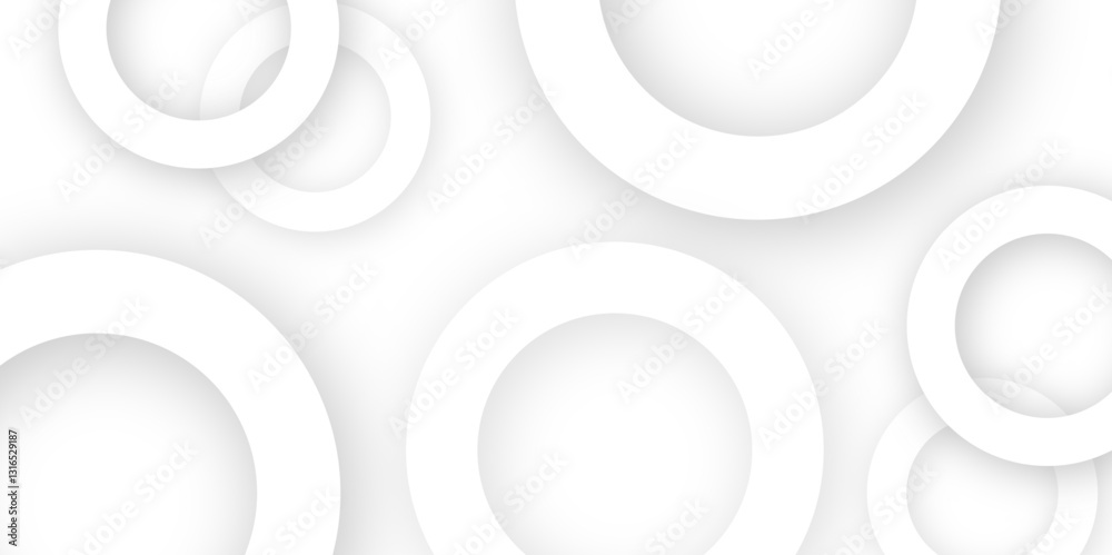 Aufkleber Abstract background with circle white abstract geometric background with soft light white paper circles in design .Gray abstract. Modern design background for report and project presentation template.