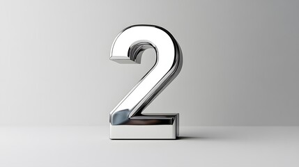 Shiny Number Two: A sleek, metallic 2 stands prominently, its polished surface gleaming against a softly diffused backdrop. This evokes a sense of modern elegance and precision.