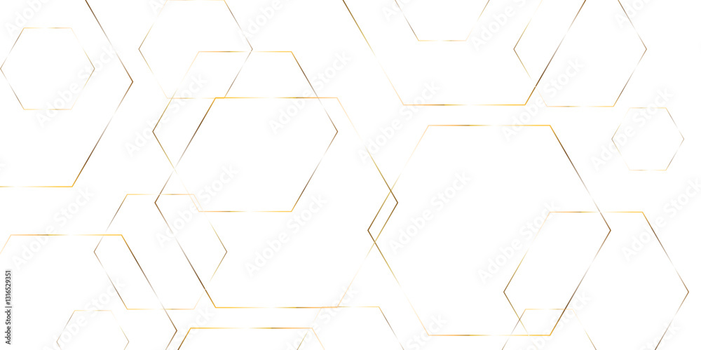 Aufkleber Abstract background golden hexagon stock line background. abstract artistic of geometric background Gold gradient abstract seamless vector pattern. Minimal style website banner, decoration Vector.	

