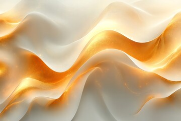 Fototapeta premium Luxurious Golden and White Abstract Waves Background for Design