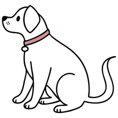 Simple Line Art of a Sitting Dog for Creative Uses