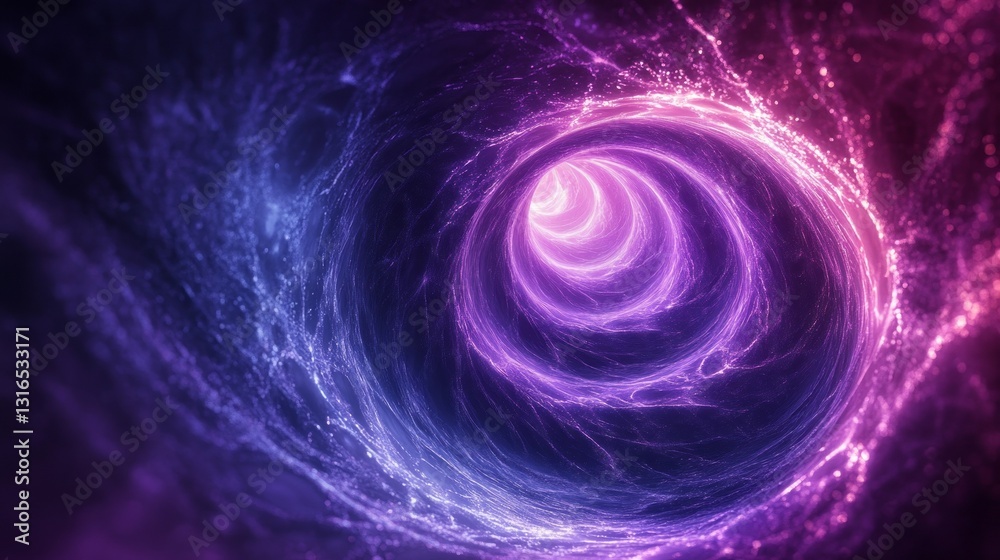 Poster a captivating vortex spirals inward, its rich hues of purple and blue intertwining. this mesmerizing